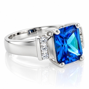 Emerald Cut Blue Topaz Ring
