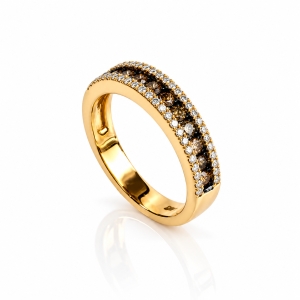 0.76 CTW 14K Yellow Gold Chocolate and White Diamonds Ring