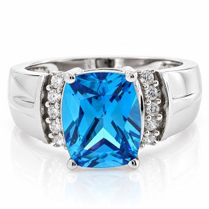 Unisex Blue Topaz Ring