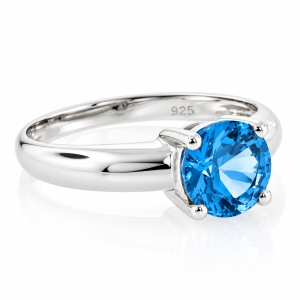 Solitaire Blue Topaz Ring