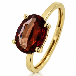 Genuine Garnet Engagement 14k Yellow Gold Ring