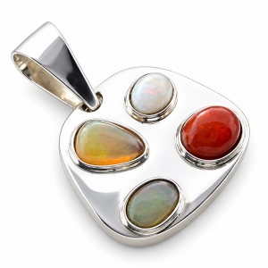Genuine Mexican Fire Opal Silver Pendant