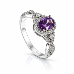 Amethyst 7 mm x 5 mm .925 Sterling Silver Ring