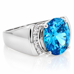 Big Blue Topaz Silver Ring