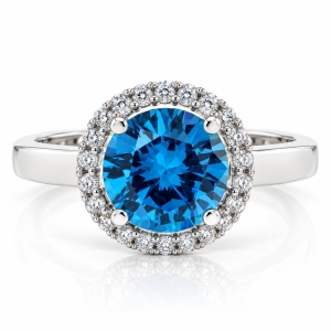 Solitaire With Accents Blue Topaz Silver Ring