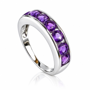 Sterling Silver Journey Amethyst Ring