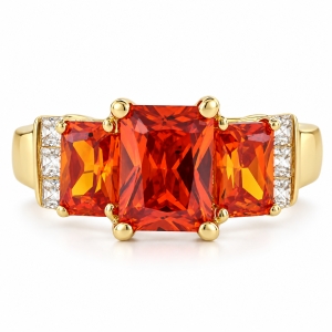 14K Gold Plated Sterling Silver Three Stone Opal Ring