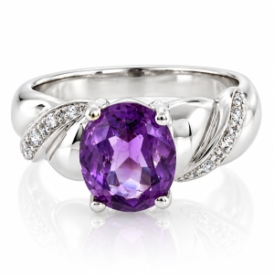 Genuine Amethyst Silver Ring
