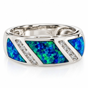 Blue Opal Sterling Silver Unisex Ring