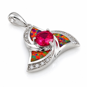 Glamorous Pink Australian Opal with Pink Sapphire Pendant