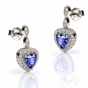 Silver Heart Cut Tanzanite Set Earrings Pendant