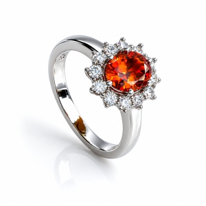 Silver Oval Cut Fire Cherry Opal Ring