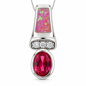 Ruby and Opal Silver Pendant