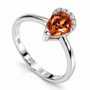 925 Sterling Silver Fire Opal Ring Solitaire