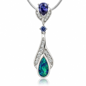 Silver Tanzanite and Opal Pendant.