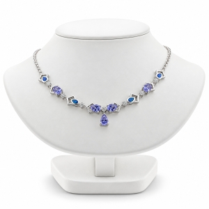 Blue Opal and Tanzanite Silver Necklace