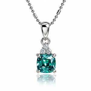 Solitaire Cushion Cut Alexandrite Sterling Silver Pendant