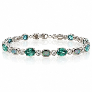 Color Change Alexandrite and White Opal Sterling Silver Bracelet