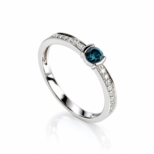 0.35 CTW 14K White Gold Blue and White Diamonds Ring