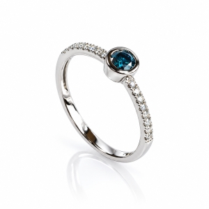 0.36 CTW 14K White Gold Blue and White Diamonds Ring