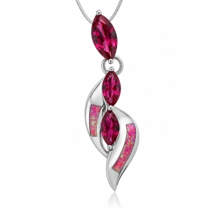 Opal and Ruby Sterling Silver Pendant