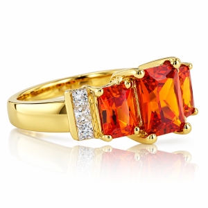 14K Gold Plated Sterling Silver Three Stone Opal Ring