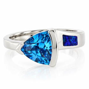 Elegant Blue Topaz Opal Ring