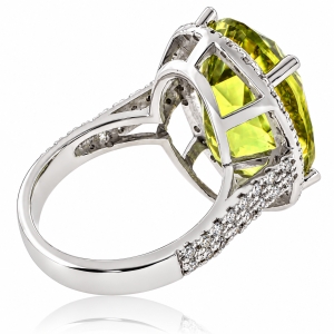 Vintage Natural Yellow Citrine 14K White Gold Ring