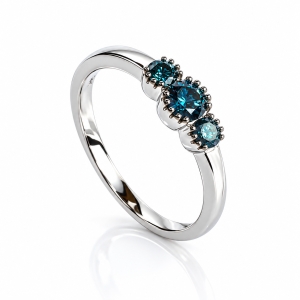 14K White Gold Blue Diamond Ring