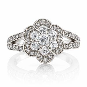 18K White Gold 1 carat Diamonds Ring