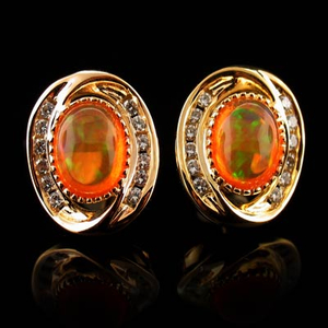 14K Gold Plated Quality Fire Opal Silver Earrings