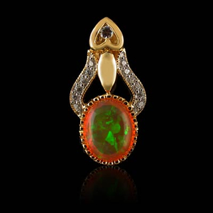 14K Gold Plated Quality Fire Opal Silver Pendant