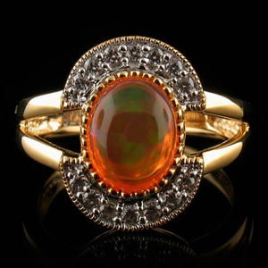 14K Gold Plated Quality Fire Opal Silver Ring