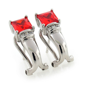 Silver Fire Cherry Opal Earrings