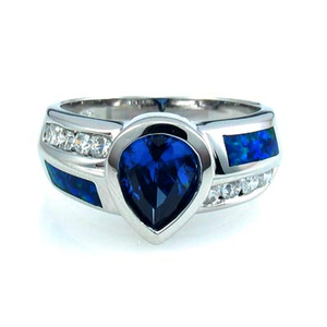 Beautiful Australian Opal Ring with Tanzanite