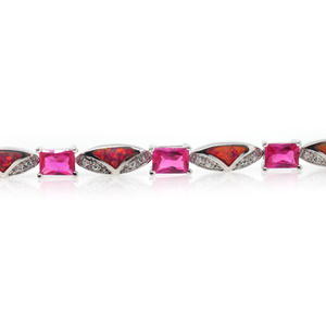 Pink Australian Opal with Pink Sapphire Bracelet