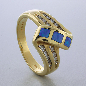 Inlaid Australian Opal Genuine Diamond Ring