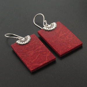 Sterling Silver Genuine Red Coral Earrings