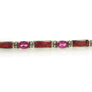 Pink Australian Opal with Pink Sapphire Bracelet