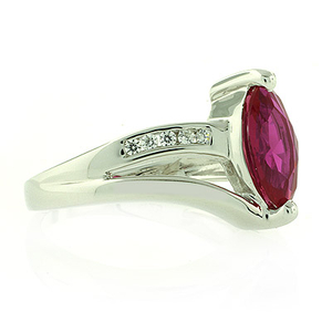 Sterling Silver Marquise Cut Ruby Ring