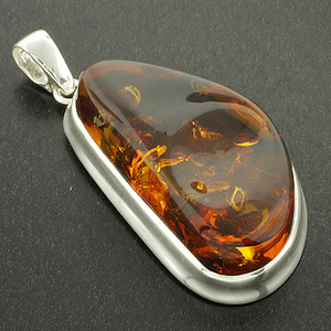 Genuine Baltic Amber Silver Pendant