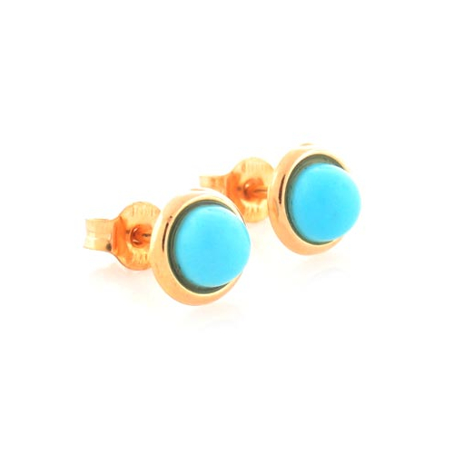 14K Solid Gold Turquoise Earrings