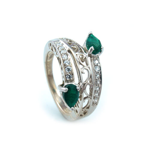 Emerald Quartz Silver Ring