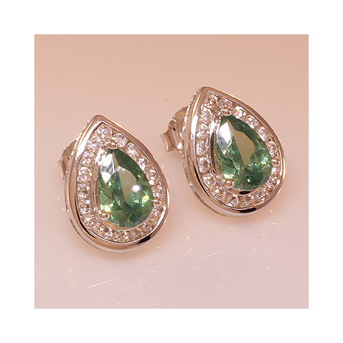 Alexandrite Pear Cut Silver Stud Earrings
