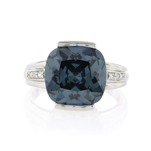 Cushion Cut Sterling Silver Alexandrite Ring