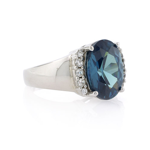 Big Alexandrite Gemstone Silver Ring