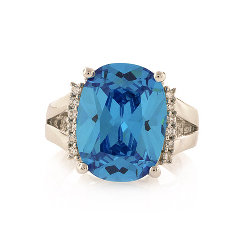Huge Sterling Silver Blue Topaz Ring