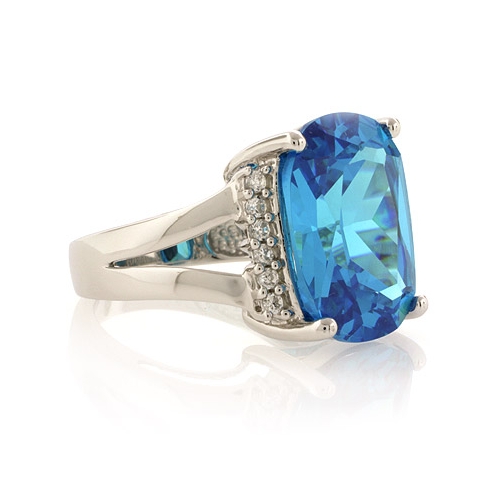 Huge Sterling Silver Blue Topaz Ring