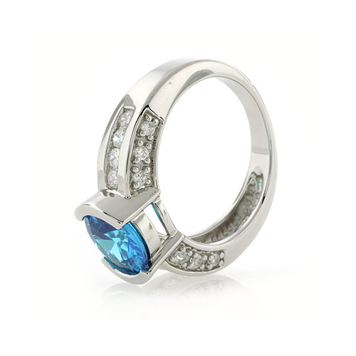 Solitaire Style Sterling Silver Blue Topaz Ring