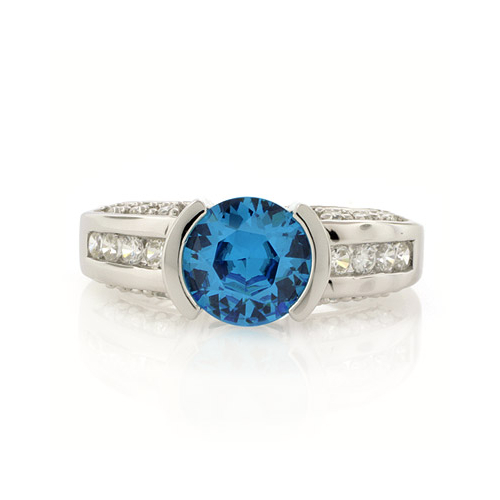 Solitaire Style Sterling Silver Blue Topaz Ring